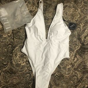 Bridal Deep V White Bathingsuit
